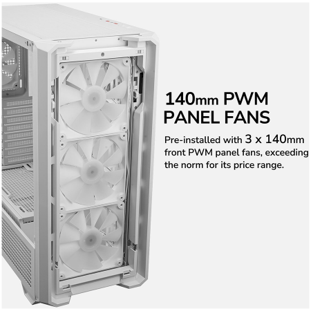 COUGAR | MX600 White | PC Case | Mid Tower / Mesh Front Panel / 3 x 140mm + 1 x 120mm Fans / Transparent Left Panel [12]