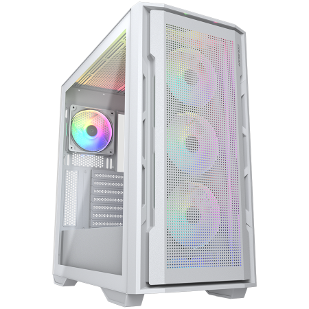Carcase - COUGAR | Uniface RGB White | PC Case | Mid Tower / Mesh Front Panel / 4 x 120mm ARGB Fans / TG Left Panel / White