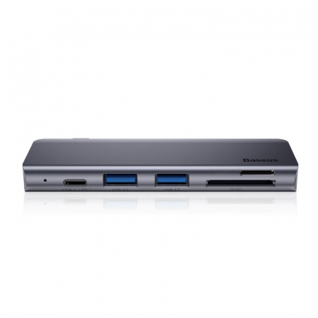 DOCKING Station Baseus, conectare PC USB Type-C, USB 3.0 x 2 |USB Type C x 1 PD 20V 3A (Max.) | Card reader SD x 1, micro SD x 1, LED, gri \\"CAHUB-K0G\\" (include TV 0.8lei) [2]
