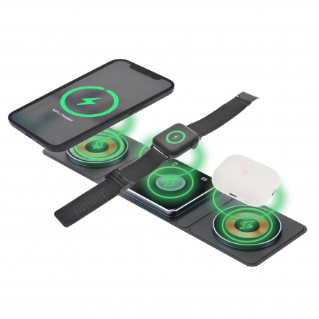 Dviced 3-in-1 foldable magnetic wireless charger - Black/Copper [3]