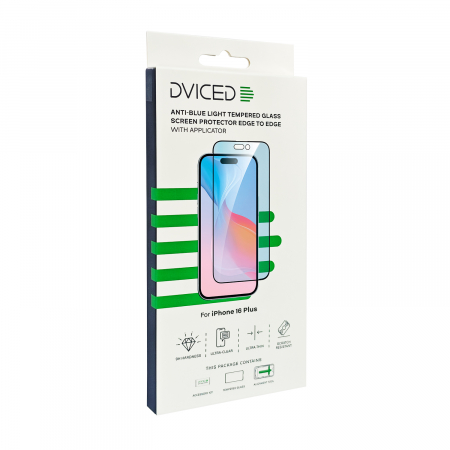 Dviced anti-blue light tempered glass screen protector edge to edge for iPhone 16 Plus with applicator [1]