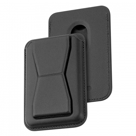 Laptop, Tablete & Telefoane - Dviced Leather magsafe cardholder with stand - Black