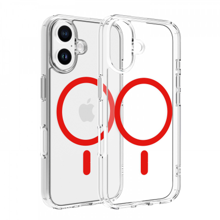 Laptop, Tablete & Telefoane - Dvided Magsafe iPhone 16 clear case - Red