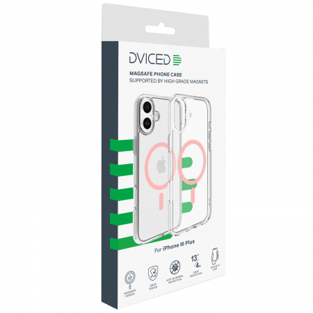 Dviced Magsafe iPhone 16 Plus clear case - Pink [1]