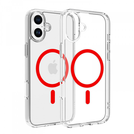 Laptop, Tablete & Telefoane - Dviced Magsafe iPhone 16 Plus clear case - Red