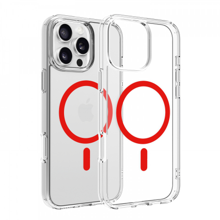 Laptop, Tablete & Telefoane - Dviced Magsafe iPhone 16 Pro Max clear case - Red