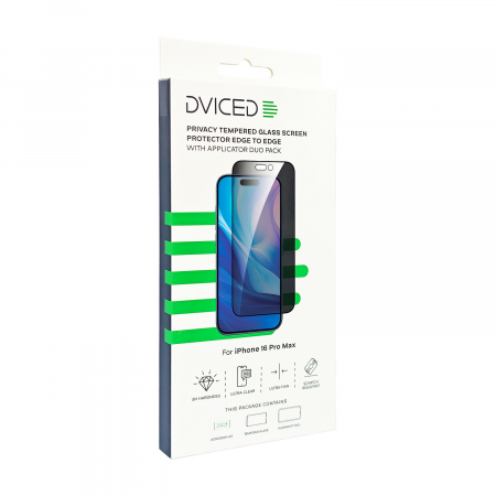 Dviced Privacy tempered glass screen protector edge to edge for iPhone 16 Pro Max with applicator Duo Pack [2]