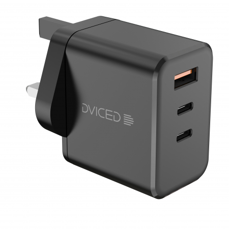 Incarcatoare - Dviced Wall charger 140W GaN 2 USB-C, 1 USB-A UK w cable - Black