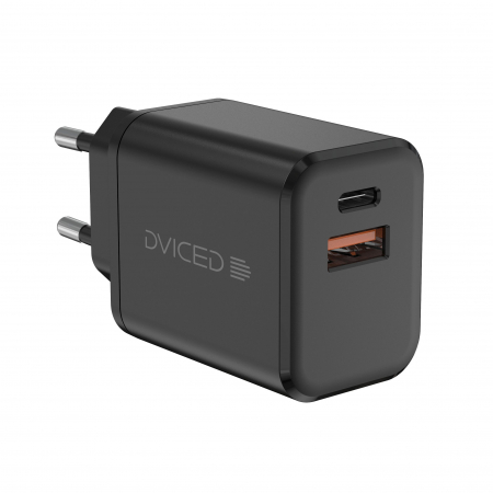 Laptop, Tablete & Telefoane - Dviced Wall charger 35W GaN 1 USB-A, 1 USB-C EU w cable - Black