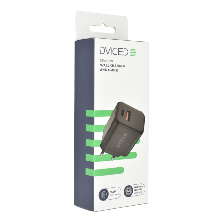 Dviced Wall charger 35W GaN 1 USB-A, 1 USB-C EU w cable - Black [2]