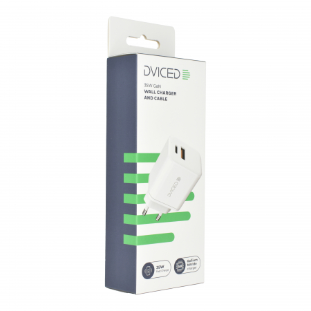 Dviced Wall charger 35W GaN 1 USB-A, 1 USB-C EU w cable - White [1]
