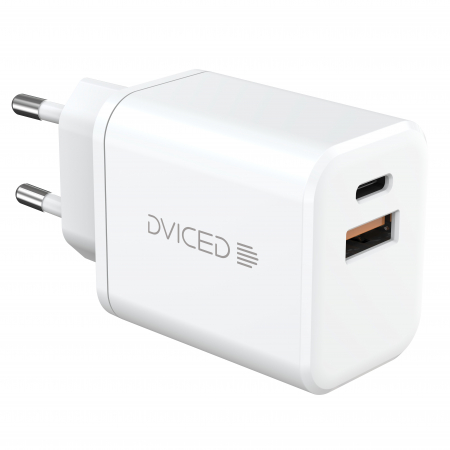 Laptop, Tablete & Telefoane - Dviced Wall charger 35W GaN 1 USB-A, 1 USB-C EU w cable - White