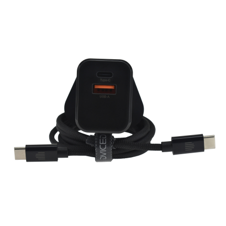 Dviced Wall charger 35W GaN 1 USB-A 1 USB-C UK w cable - Black [2]