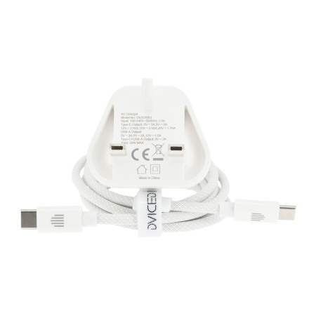 Dviced Wall charger 35W GaN 1 USB-A 1 USB-C UK w cable - White [1]