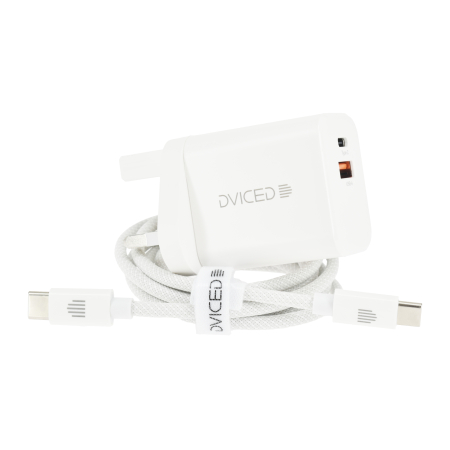 Dviced Wall charger 35W GaN 1 USB-A 1 USB-C UK w cable - White [3]