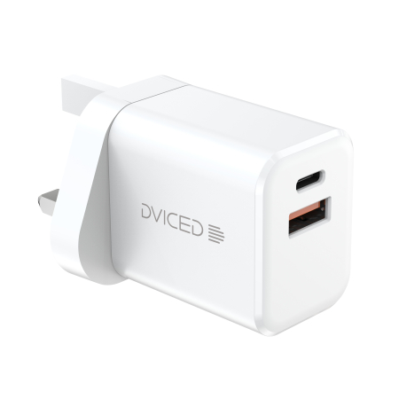 Incarcatoare - Dviced Wall charger 35W GaN 1 USB-A 1 USB-C UK w cable - White
