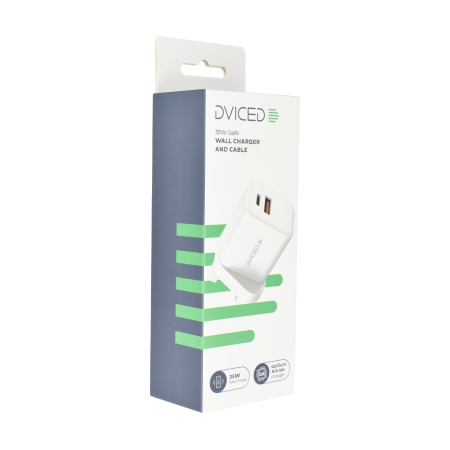 Dviced Wall charger 35W GaN 1 USB-A 1 USB-C UK w cable - White [4]