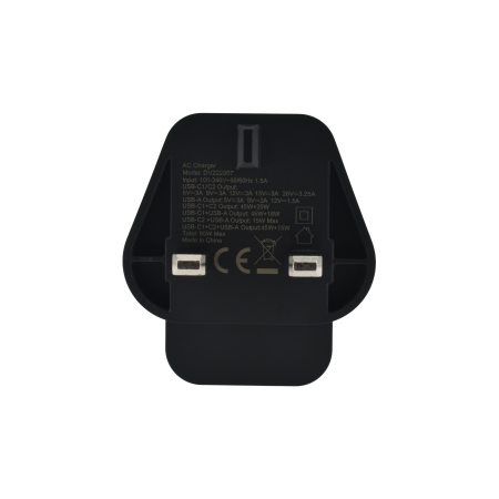 Dviced Wall charger 65W GaN 2 USB-C, 1 USB-A UK - Black [3]