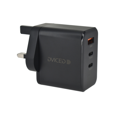 Dviced Wall charger 65W GaN 2 USB-C, 1 USB-A UK - Black [2]