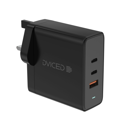 Dviced Wall charger 65W GaN 2 USB-C, 1 USB-A UK - Black [0]