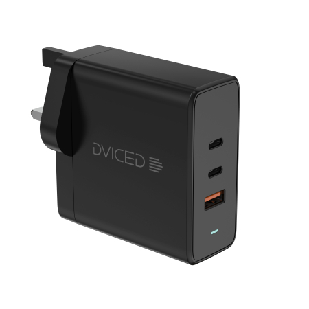 Incarcatoare - Dviced Wall charger 65W GaN 2 USB-C, 1 USB-A UK w cable - Black