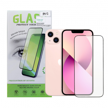 Laptop, Tablete & Telefoane - FOLIE STICLA  Spacer pentru Iphone 13 si 13 Pro, grosime 0.3mm, acoperire totala ecran, strat special anti-ulei si anti-amprenta, Tempered Glass, sticla 9D, duritate 9H "SPPG-AP-IP13-TG"