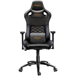 Gaming chair, PU leather, Cold molded foam, Metal Frame, Butterfly mechanism, 90-150 dgree, 3D armrest, Class 4 gas lift, metal base ,60mm Nylon Castor, black and orange stitching [0]