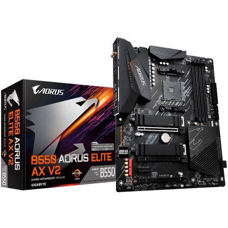 Componente PC - Gigabyte Main Board desktop B550 AORUS ELITE AX V2 (AM4, 4xDDR4, 3xPCIe x16, 1xPCIe X1, 2xM.2, 4xSATAIII, RAID, 2xUSB3.2 Gen2, 5x USB3.2 Gen1,1xUSB Type-C, 6xUSB 2.0/1.1, DP, HDMI, Realtek ALC1200, Wi