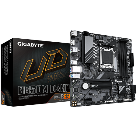 Componente PC - GIGABYTE Mainboard Desktop B650M D3HP (AM5, 4xDDR5, 1xHDMI, 2xDP, 2.5GbE LAN, mATX, Retail)