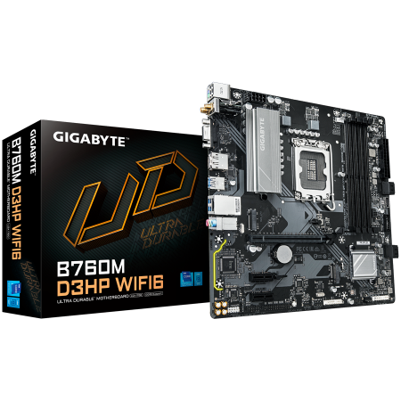 Componente PC - GIGABYTE Mainboard Desktop B760M D3HP WIFI6 (LGA1700, 4 x DDR5, 1 x D-Sub, 1 x HDMI, 1 x DisplayPort, GLAN, Wi-Fi 6, BT5.3, 1 x PCIe x16 4.0, 2 x PCIe x1 3.0, 2 x M.2, 4 x SATA) mATX