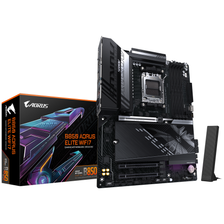 GIGABYTE Mainboard Desktop B850 AORUS ELITE WF7 (AM5, 4xDDR5, 1xDP, 1xHDMI, 2.5GLAN, WiFi7, BT5.4, 1x PCIe x16 5.0, 2xPCIe x16 supporting PCIe 3.0 x1, 3xM.2, 4xSATA3) ATX [0]