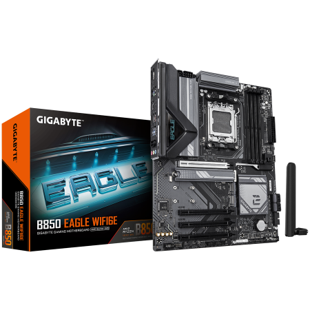 GIGABYTE Mainboard Desktop B850 EAGLE WIFI6E (AM5, 4xDDR5, 1xDP, 1xHDMI, GLAN, WiFi6E, BT5.3, 1x PCIe x16 5.0, 3xPCIe x16 supporting PCIe 3.0 x1, 3xM.2, 4xSATA3) ATX [0]