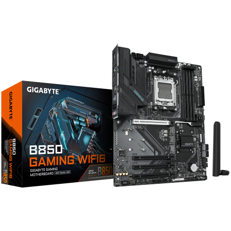 GIGABYTE Mainboard Desktop B850 GAMING WF6 (AM5, 4xDDR5, 1xDP, 1xHDMI, GLAN, WiFi6, BT5.3, 1x PCIe x16 5.0, 3xPCIe x16 supporting PCIe 3.0 x1, 3xM.2, 4xSATA3) ATX [0]