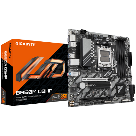 Componente PC - GIGABYTE Mainboard Desktop B850M D3HP (AM5, 4xDDR5, 2xDP, 1xHDMI, GLAN, 1x PCIe x16 5.0, 1xPCIe x16 supporting PCIe 3.0 x4, 2xM.2, 4xSATA3) mATX