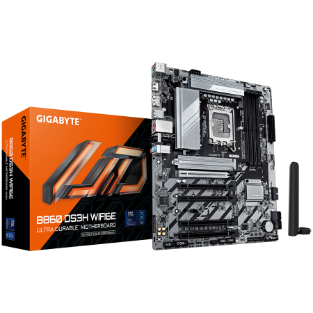 Componente PC - GIGABYTE Mainboard Desktop B860 DS3H WIFI6E (LGA1851, Ultra CPU, 4xDDR5, 1xHDMI, 1xDP, 2.5GLAN, WiFi 6E, BT5.3, 1xPCIe x16 5.0, 4xPCIe x16 slots, supporting PCIe 4.0 x1, 2xM.2, 4xSATA3) ATX