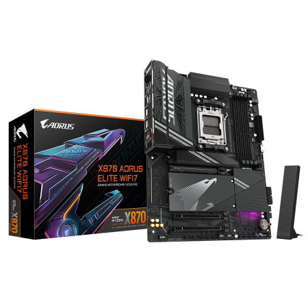 GIGABYTE Mainboard Desktop X870 AORUS ELITE WIFI7 (X870 AM5, 4xDDR5, 2.5GbE LAN, Wi-Fi 7) ATX [0]