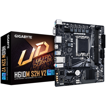 Componente PC - GIGABYTE MB H610M S2H V2 (LGA 1700, 2x DDR5 up to 64GB, 1x PCI-E x16x16, 1x PCI-Ex1, 4x SATA, 1x M.2, 4x USB 3.2 Gen1, 4x USB 2.0/1.1, internal 4x USB 2.0/1.1, 1x HDMI 2.0, 1x DP, Realtek GbE LAN 1Gbp