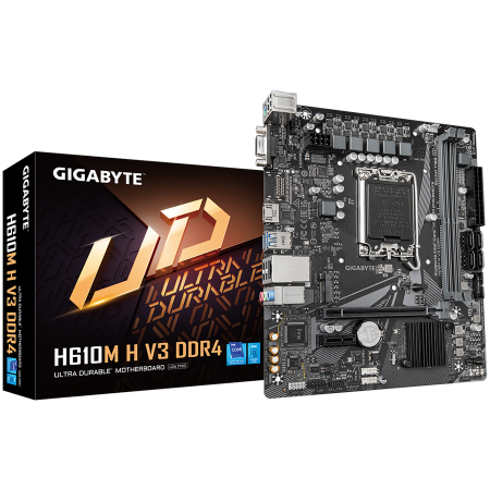Placi de Baza - GIGABYTE MB LGA1700 H610 2 x DDR4 1 x M.2 4 x SATA 1 x D-Sub port 1 x HDMI port Micro ATX