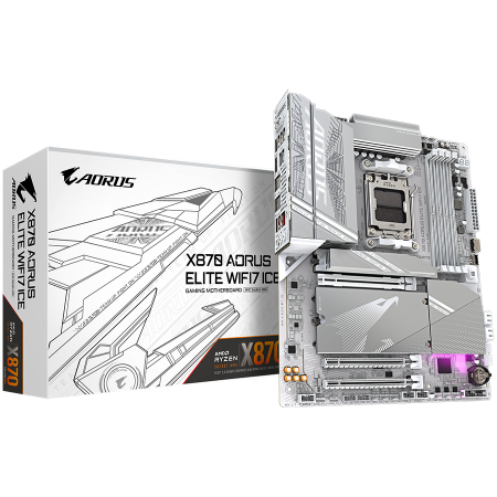 GIGABYTE MB X870 AORUS ELITE WIFI7 ICE (AM5, 4x DDR5 256GB, 1x PCI-E 5.0 x16x16, 1x PCI-E 4.0 x16x4, 1x PCI-E 3.0 x16x2, 3x M.2 PCIe 5.0 & 1x M.2 PCIe 4.0, 4x SATA, 2x USB4 Type-C. 6x USB 3.2, 4x USB  [0]