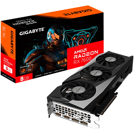 GIGABYTE Video Card AMD Radeon RX 7600 GAMING OC 8G (8GB GDDR6/128bit, PCI-E 4.0, Recommended PSU 550W, 2xDP, 2xHDMI) ATX [0]