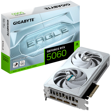 Componente PC - GIGABYTE Video Card NVIDIA GeForce RTX 5060 EAGLE OC ICE 8G, 8GB GDDR7, 128bit, PCI-E 5.0