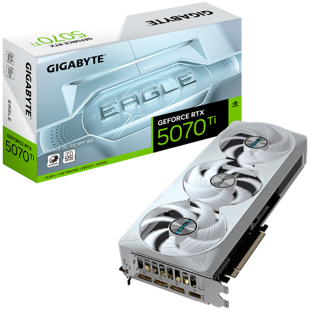 Componente PC - GIGABYTE Video Card NVIDIA GeForce RTX 5070 Ti EAGLE OC ICE SFF 16G (16GB GDDR7/256bit, PCI-E 5.0, Recommended PSU 750W, 3xDP, 1xHDMI) ATX white