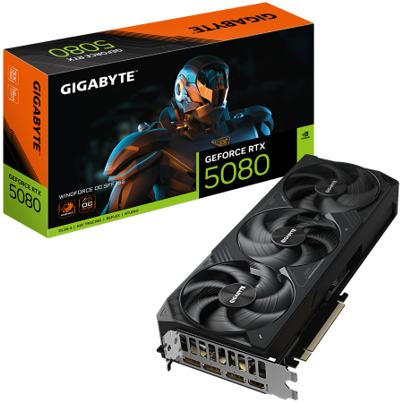 Componente PC - GIGABYTE Video Card NVIDIA GeForce RTX 5080 WINDFORCE OC SFF 16G (16GB DDR7/256bit, PCI-E 5.0, 3xDP2.1a, 1xHDMI 2.1b, Recommended PSU 850W) ATX