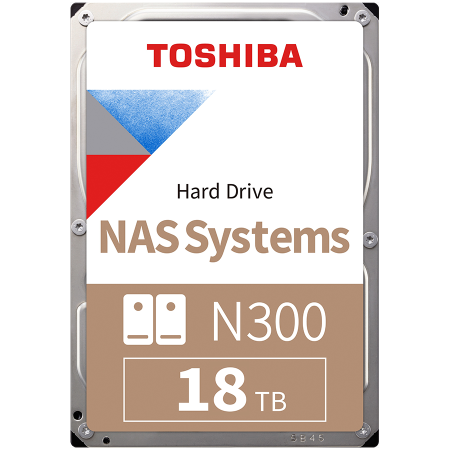 HDD. Hard Disk Drives - HDD NAS TOSHIBA N300 18TB CMR, 3.5'', 1024MB, 7200RPM, SATA, TBW: 180