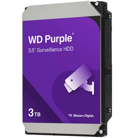 Hard disk uri - HDD Video Surveillance WD Purple 3TB CMR, 3.5'', 128MB, SATA, TBW: 180