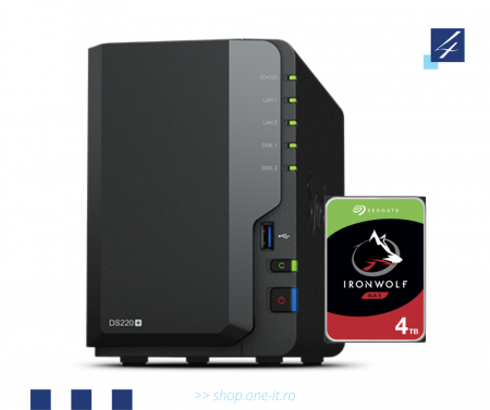 Pachet premium de stocare si backup: Statie de back-up Synology DS220+ cu 2 x HDD 4 TB [1]