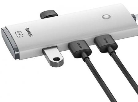 HUB extern Baseus Lite, porturi USB: USB 3.0 x 4, conectare prin USB 3.0, lungime 1m, alb "WKQX030102" (include TV 0.8lei) - 6932172606213 [1]
