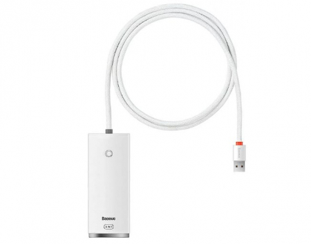 USB Hub - HUB extern Baseus Lite, porturi USB: USB 3.0 x 4, conectare prin USB 3.0, lungime 1m, alb "WKQX030102" (include TV 0.8lei) - 6932172606213
