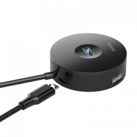 HUB extern Baseus Round Box, porturi USB: USB 3.0 x 1 + USB 2.0 x 3, conectare prin USB 3.0, lungime 1 m, negru, \\"CAHUB-U01\\" (include TV 0.8lei) [1]