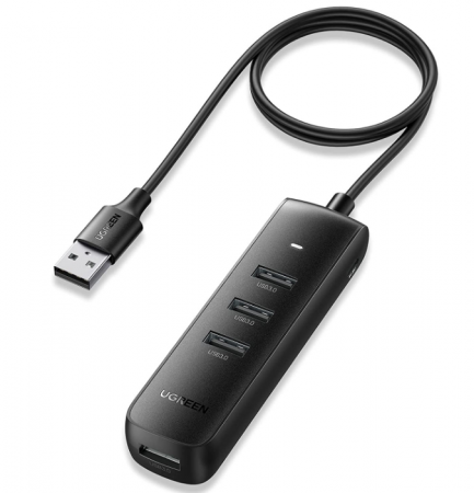 USB Hub - HUB extern Ugreen, \\"CM416\\" porturi USB: USB 3.0 x 4, conectare prin USB, material ABS, port micro USB 5V, lungime 25 cm, negru, \\"10915\\" (include TV 0.8lei) - 6957303819157